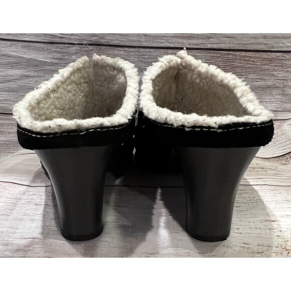 Aerosoles Cinch Shearly US 8.5 Black Suede Slide Slip On Heel Mule Clog - Picture 7 of 9